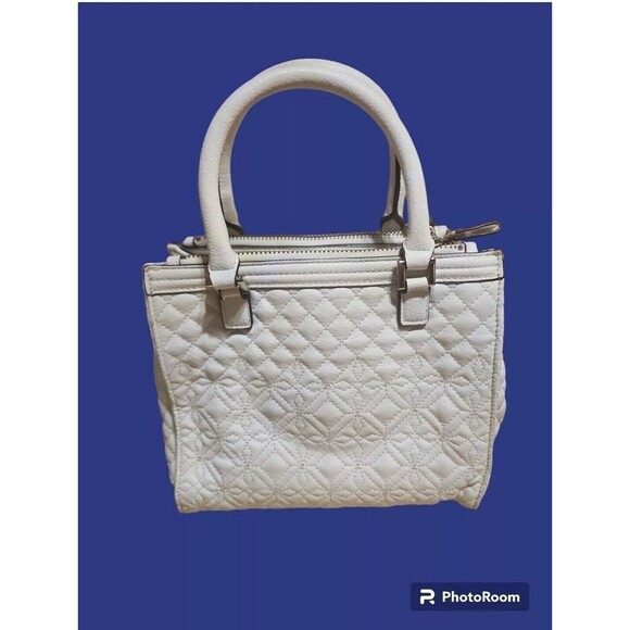 Guess White Vegan Leather Handbag Double Zipper Purse EST. 1982 LA - Picture 3 of 14